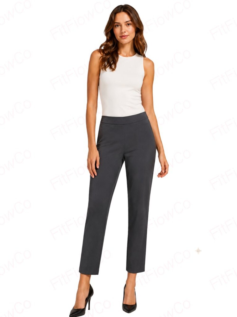 Liz Claiborne Black Pull-On Ankle Pants Women 6P Straight Leg Stretch